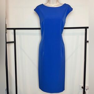 ANTONIO MELANI Royal Blue Cap-Sleeve Formal Office Event Sheath Dress